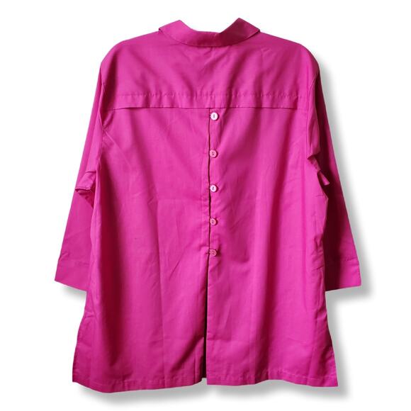 Foxcroft Women No Iron Magenta Pink Button Blouse Shirt 18 Mature Career Event - Picture 6 of 8